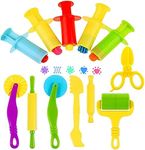 Oun Nana Play Dough Tools Kit with Dough Extruders, Dough Scissors, Playdough Rollers and Cutters, 12 pcs Plastic Playdough Tools for Kids(Random Color)