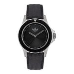 adidas Unisex Black Band Fabric Strap Analog Watch (Model: Aofh230162I), Black Band, Japanese, Band Color-Black,Dial Color-Black