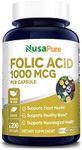 Folic Acid 1000mcg 200 Veggie Caps (Non-GMO, Vegetarian & Gluten Free) Supports Cardiovascular Health, Prenatal Development and Energy Metabolism