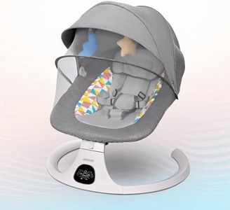 CAREIT Baby Electric Automatic Swing Rocker with Detachable Tray and Soft Cushion, Adjustable Backrest, Safety Belt, Mosquito Net Baby Bouncer, and Ultimate Comfort Convenience - PatternGrey Color