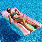 Fabric-Covered Pool Floats - PARENTSWELL Inflatable Pool Float Lounge, X-Large, 72" x 36" Oversized Pool Floaties Lounger for Adults