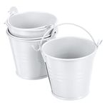 PATIKIL 2"x2" Small Metal Bucket, 3 Pack Mini Colorful Buckets Cute Candy Tiny Decorative Pails with Handles for Crafts Party Favors, White