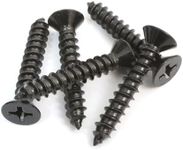 Bolt Dropper #6 x 1/2 Inch Wood Screws, Pack of 100 - Black Xylan Coated Stainless Steel Flat Head Phillips Screw - Corrosion Resistant for Wood, Drywall Applications, and Outdoor Use