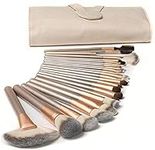 Make up Brushes,TTRWIN 18 Pcs Professional Makeup Brush Set Synthetic Kabuki Face Blush Lip Eyeshadow Eyeliner Foundation Powder Cosmetic Brushes Kit with PU Leather Bag Beige