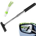 Car Mirror Cleaner and Car Vent Duster, AIFUDA Retractable Mirror Squeegee for Window, Car Detail Brush Tool, Vehicle Interior Exterior Accessories