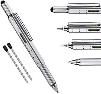 Useful Gadgets Business Gift for men, 6 in 1 Sliver tool pen with Ruler, Level gauge, Ballpoint Pen, Stylus and 2 Screw Drivers, Multifunction Tool Pen Fit for Engineers and Technicians in Gift Box