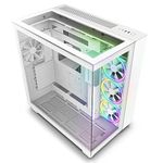 Nzxt Glass H9 Elite Premium Dual-Chamber ATX Mid- Towr Computer Case/Gaming Cabinet - White | Support - ATX, Micro-ATX, Mini ITX | Pre-Installed 4 X 120Mm Fans - Cm-H91Ew-01