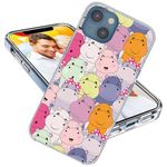 for iPhone 14 Case,for iPhone 13 Case,ARTIOSIT Full Protective Shockproof Slim Soft TPU Rubber Clear Case Cover for Girl Women Men iPhone 14/13 6.1,Cute Cartoon Animal Girlish Pink Orange Green Hippo