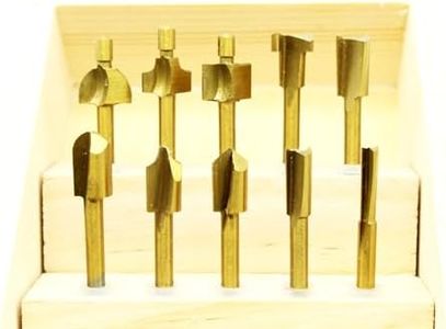 TEMO 10 pc High Speed Steel Hss Titanium Coated Router Bits Set 1/8 Inch (3 mm) Shank for Dremel and Compatible Rotary Tool