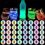 LED Coaster, 40 Pack Light Up Coasters for Drinks,8 Colors Led Bottle Light Sticker Coaster Lights,LED Bottle Lights for Liquor Bottles,Club,Party,Wedding,Bar Decor(8 Colors)