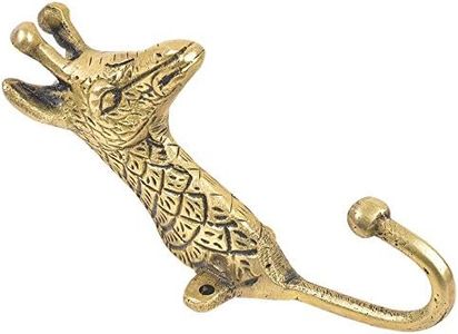 Indian Shelf Brass Giraffe Head Wall Hooks for Hanging Kids Animal Coat Hooks Unique Bathroom Towel Holder Single Decorative Backpack Hanger Gold Key Holder -1 Piece