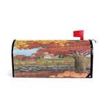 Fall Happy Thanksgiving Welcome Large Magnetic Mailbox Post Box Cover Wraps, Pumpkin Fall Trees Oversized Makover MailWrap Garden Home Decor