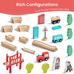 Tiny Land Wooden Train Set – 39-Piece Classic Toy Railway