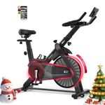 Decorcn Exercise Bike for Home Use with APP, Magnetic Resistance Spin Bike with Large Tablet Holder & Comfortable Seat, Upgraded LCD Monitor for Quiet Home Cardio Workout, Max 330LBS Capacity