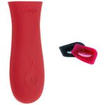 Lodge Silicone Hot Handle Holder (Red) + Set of 2 Pan Scrapers (Red and Black)