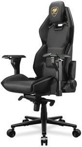Cougar Hotrod Royal Ergonomic and Comfortable Gaming Chair with Head and Lumbar Support, Steel Frame and Base, Reclining Backrest, Tilt Mechanism, Premium Hyper-Dura Leatherette, 4D Armrest, BK/Gold