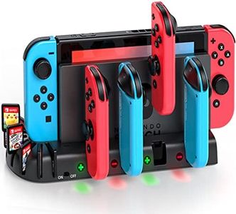 Switch Controller Charging Dock Station Compatible with Nintendo Switch Accessories & OLED Model Joycons, KDD Switch Controller Charger Docking Station with Upgraded 8 Switch Games