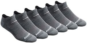 Saucony Men's Multi-Pack Mesh Ventilating Comfort Fit Performance No-Show Socks, Charcoal Heather (6 Pair), Shoe Size: 8-12