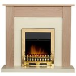 Adam Southwold Fireplace in Oak & Cream with Blenheim Electric Fire in Brass, 43 Inch