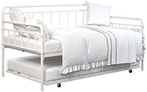 DHP Winston Metal Daybed and Roll Out Trundle, Sturdy Metal Frame, Multifunctional Piece, White - Twin