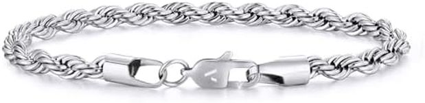 VEXXS Rope Bracelet for Men (5mm-White Gold, 7.00)