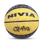 Nivia Graffiti Basketball/Material Rubber/Rubberized Moulded/Panel 8/Suitable for: Indoors Matches/Size - 7 (Black/Yellow)