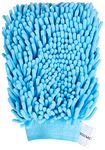 Amazon Brand - Solimo Car wash mitt, Light Blue, Microfiber