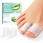 Welnove Toe Protectors – 12-Pack Aloe Vera Extract Infused Silicone Toe Sleeve Toe Covers for Hammer Toes, Corns, Calluses, Blisters – Soft Gel Protector Toe Cushions for Pain Relief