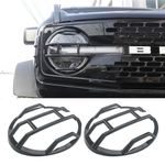 FSYHKJ Front Headlight Guards Trim Protector Cover for Ford Bronco 4-Door 2021-2024 Exterior Headlamp Guard Kit Accessories (Golssy Black)