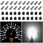 WLJH 74 Led Bulb Dash Lights Super Bright T5 2721 37 70 286 Wedge PC74 Twist Socket Automotive Instrument Panel Gauge Light Kits Cluster Shift Indicator Bulbs White Pack of 20