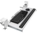 AboveTEK Large Keyboard Tray Under Desk with Wrist Rest, 26.7"×11" Ergonomic Desk Computer Keyboard Stand with Sturdy C Clamp Mount System, Slide-Out Drawer Keyboard Mouse Holder for Office (White)