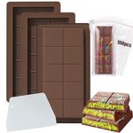 Ucatcher 3 PCS Deep Chocolate Moulds Silicone Big Thick Chocolate Bar Moulds with 100 Pack Clear Cellophane Bags & Bench Scraper Chocolate Mould Candy Jelly Moulds Baking Mold Non-Stick Reusable DIY