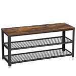 VASAGLE Shoe Bench, Shoe Rack with 2 Shelves, Shoe Organiser, 100 x 30 x 45 cm, Entryway Living Room Hallway, Steel Structure, Industrial Style, Rustic Brown and Black LBS078B01