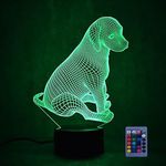 HPBN8 Ltd 3D Dog Night Light USB Powered Remote Control Touch Switch Decor Table Optical Illusion Lamps 7/16 Color Changing Lights LED Table Lamp Xmas Home Love Brithday Room Decoration