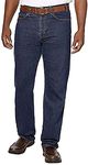 Kirkland Signature Men's 5-Pocket Jeans, Relaxed Fit, 100% Cotton, Double-Seam Stitching, Dark Blue - Blue - 34W x 32L