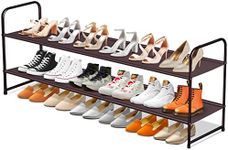 SLEEPING LAMB 2-Tier Shoe Rack for Closet, Long Stackable Wide Shoe Organizer Holds 18-Pairs Low Shoe Shelf Storage for Bedroom, Floor, Entryway (Bronze)