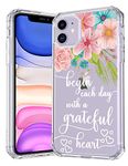 iPhone 11 Case,Stunning Floral Flowers Blossoms Bible Verses Quotes Christian Inspirational Clear Soft TPU Anti Scratch Protective Case Cover for Apple iPhone 11