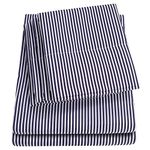 Twin Size Bed Sheets - 4 Piece 1500 Thread Count Fine Brushed Microfiber Deep Pocket Twin Sheet Set Bedding - 1 Extra Pillow Cases, Great Value, Twin, Classic Stripe Navy