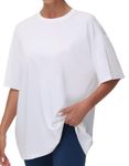 THE GYM PEOPLE Women's Casual Oversized T-Shirts Summer Crewneck Short Sleeve Workout Basic Tee Tops White