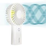 JISULIFE Handheld Mini Fan, Small Hand Fan, Portable USB Rechargeable Pocket Fan [4000mAh,5-20 Working Hour] Battery Operated Desk Fan with 3 Speed for Outdoor, office, Travel-White