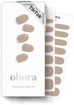 ohora Semi Cured Gel Nail Strips (N Cream Beige) - Nude, Solid, Works with Any UV/LED Nail Lamps, Salon-Quality, Long Lasting, Easy to Apply & Remove - Includes 2 Prep Pads, Nail File & Wooden Stick