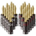 VCELINK Banana Plug 24K Gold Plated, 12 Pairs / 24 Pcs Closed Dual Screw Banana Connectors for All Speaker Wires with a Diameter from 0.75mm to 4mm, for Amplifiers and Sound Systems