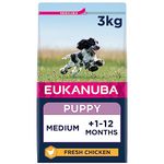 Eukanuba Complete Dry Dog Food for Puppy Medium Breeds with Fresh Chicken 3 kg