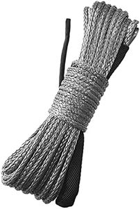 Synthetic Winch Rope 1/4 Inch x 50 ft 7700LBs with Black Protecing Sleeve for ATV UTV SUV Winches Line Cable Rope(Gray)