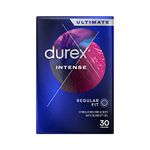 Durex Intense Condoms, Regular Fit, 30s, Easy On Shape, Dotted and Ribbed, Extra Stimulation, With Desirex Gel