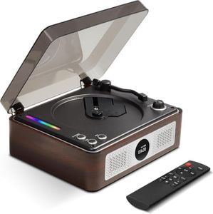 Retro Wooden CD Player for Home, Bluetooth Portable CD Player with Dual HiFi Speakers, 2600mAh Rechargeable CD Player for Home with Remote Control,Support SPDIF, USB/AUX,Headphone Jack,Optical Brown