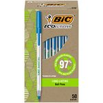 BIC Ecolutions Round Stic Ballpoint Pen, Medium Point (1.0mm), Blue, 50-Count