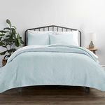 Linen Market 3 Piece Pale Blue Quilt Kng Size Bed Set - A Lightweight Bedspread & Machine Washable Quilts - Includes Quilted Coverlet and Two Pillow Shams - Perfect Bedding Quilts