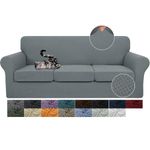 JIVINER Newest 4 Pieces Couch Covers for 3 Cushion Couch Stretch Sofa Slipcover with 3 Seat Cushion Covers Thick Fitted Couch Cover for Pet Dogs Furniture Protector (Sofa, Light Gray)