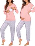 Ekouaer Maternity Pajama Set Nursing Pjs Women Breastfeeding Pregnancy Postpartum Clothes Long Sleeve Top & Pant with Pockets